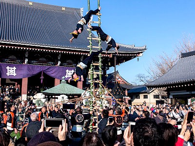 池上本門寺 新春はしご乗り奉納